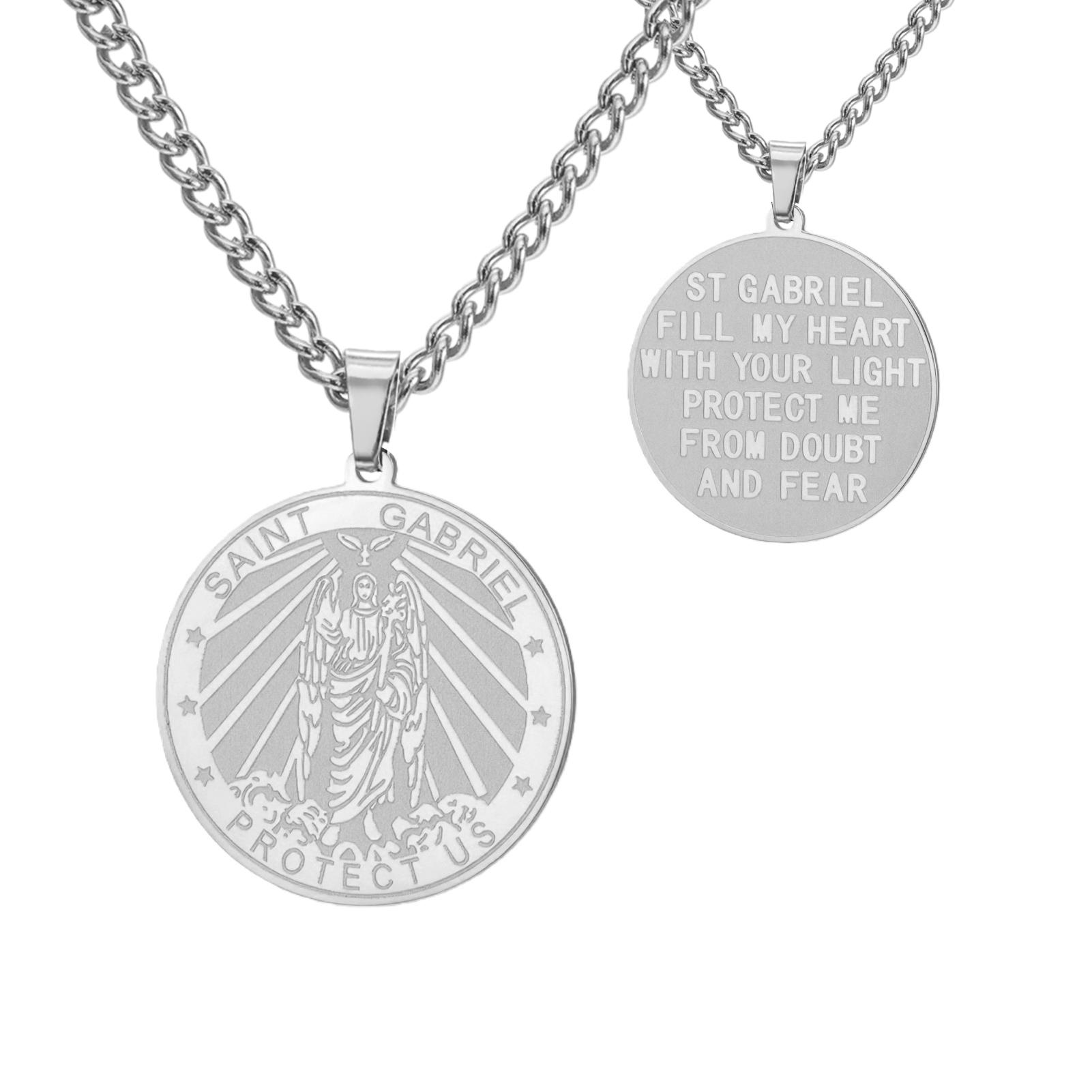 

LIKGREAT Stainless Steel Archangel Gabriel Necklace Angel Message Charm Neckchain for Car Keys Bible Jewelry Christmas Gift