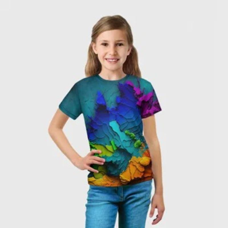 

Children s Underwater World Printed Multi Color T-shirts Girls Fashion Soft Comfortable T-shirt 170