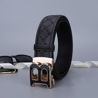 Four Seasons Available New Men'S Belt Alloy Automatic Buckle Leather Belt High End British Leather Cowhide Pants Belt