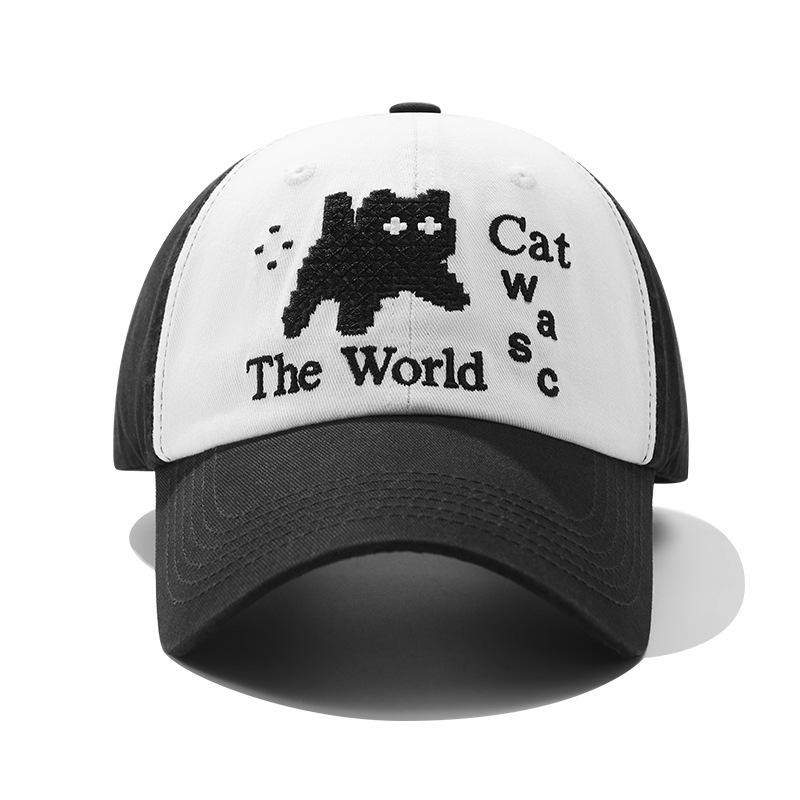 Original design pixel wind cat embroidery baseball cap female simple versatile spring and summer outdoor sunshade cap