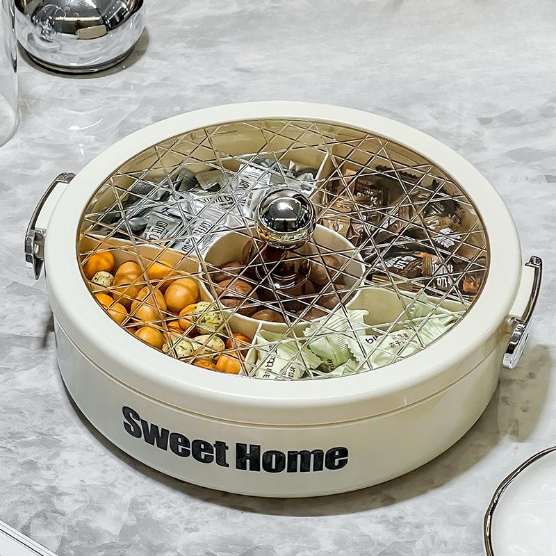 High-value Light and Luxurious Sealed Nut Snack Candy Tray New Year's Chinese New Year's Dried Fruit Tray Home Living Room Coffee Table Fruit Tray