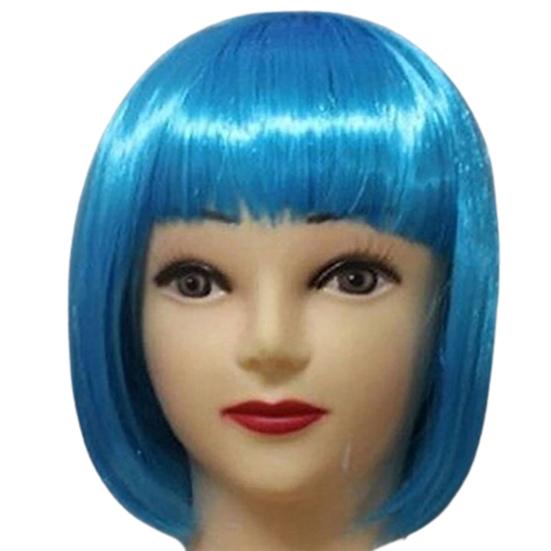 

Жіноча модна коротка пряма бобо з чубчиком, повна перука, подовжена вечірка для косплею синій