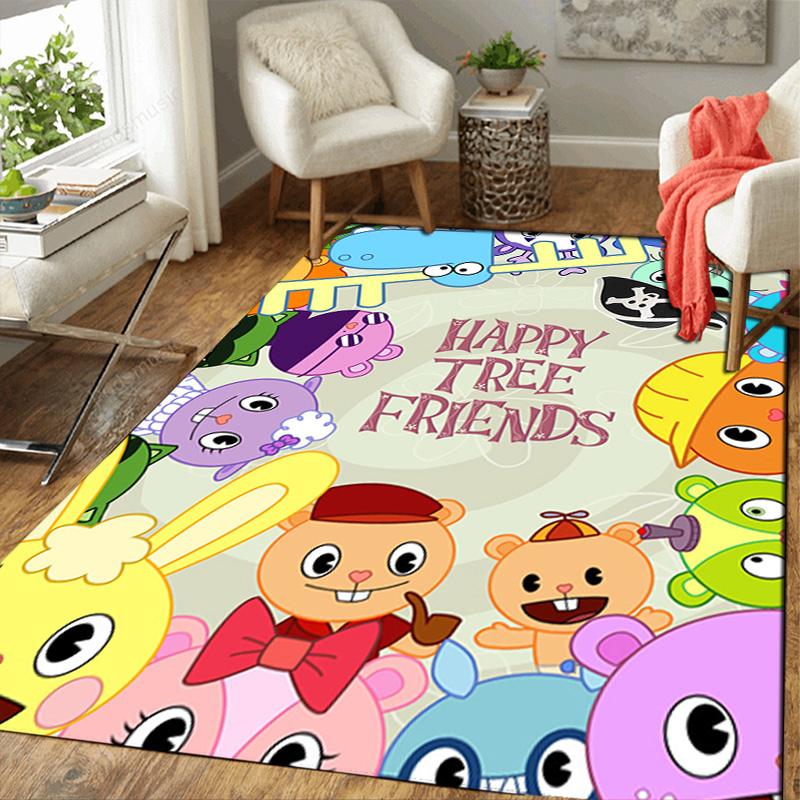 Tappeto Happy Tree Friends Tappetino per Soggiorno o Camera da Letto Tappeto Morbido e Confortevole un Regalo per Compleanno e Festa.