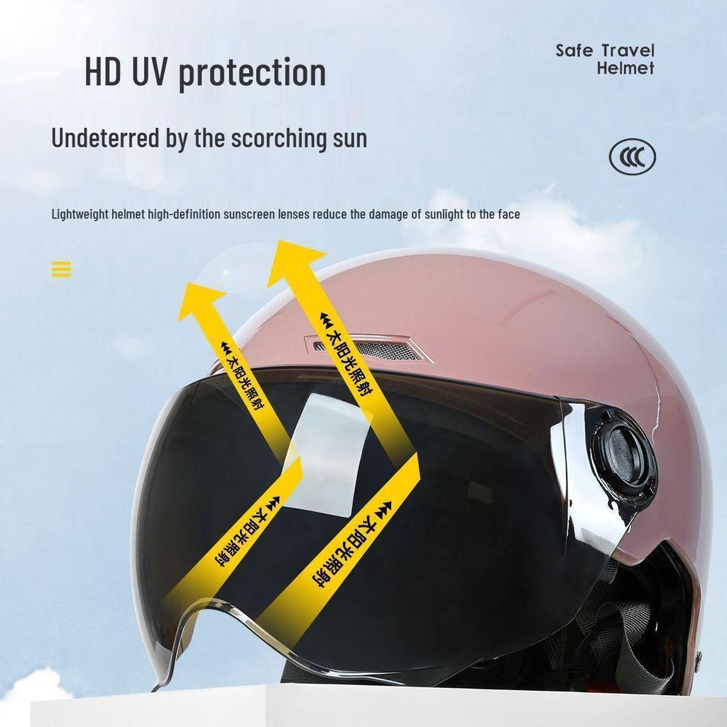 Certified Unisex Electric Vehicle Helmet, All-Season Battery Motorcycle Cap, Summer Half Helmet