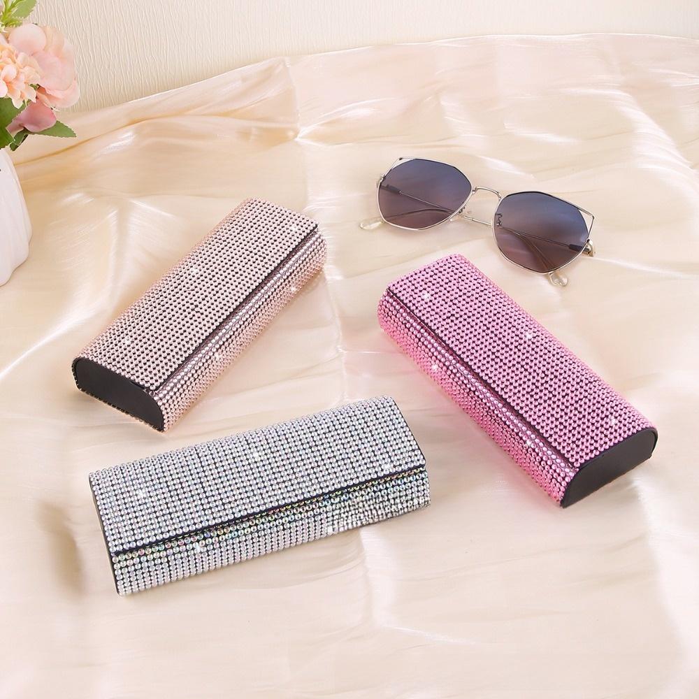 Bling Diamond Car Glasses Case Rhinestone Anti-pressure Eye Glasses Case Hard Shell Sunglasses Case Car Interior Decoration
