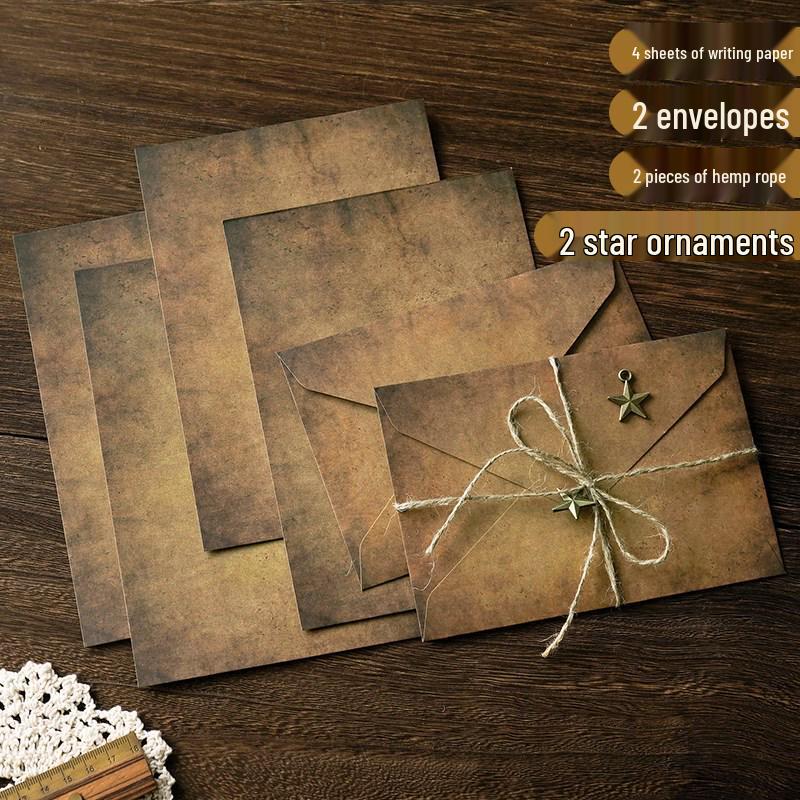 Nostalgic A5 Love Letter Set with Kraft Paper and Hemp Rope Ornament