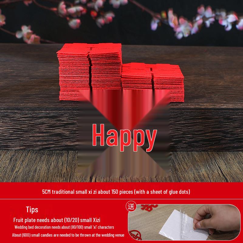 Decoração de Quarto de Casamento Dupla Felicidade: Adesivos e Arranjos Jogados à Mão para Preparação da Cerimônia