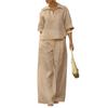 2026 European and American cross-border Amazon independent station spring and summer new solid color set, thin versatile wide-leg pants two-piece set