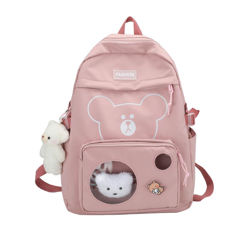School bag new primary school students candy color student school bag cartoon bear cute college backpack women's casual backpack
