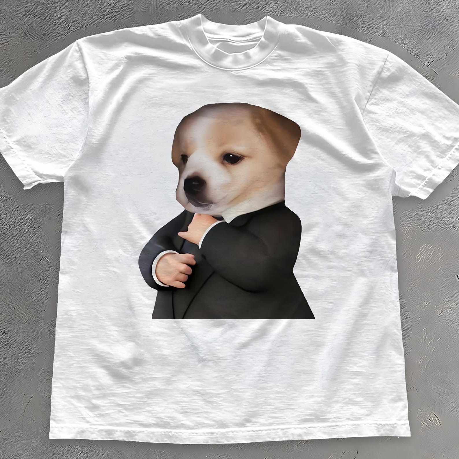 Puppy In Suit Shirt - Funny Business Dog Meme Tee - Weirdcore T-Shirt 2XL