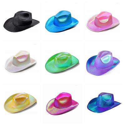 Glamoureuze Glitter Cowgirl Hoed Parelmoer Glans Cowgirl Feest Hoed Neon Western Hoed Western Thema