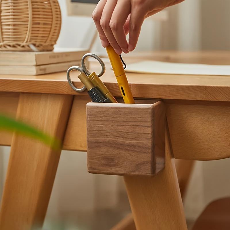 Nástěnný úložný organizér z bambusu - Bez vrtání, Víceúčelový držák pro dálkové ovladače TV a klimatizace s portem