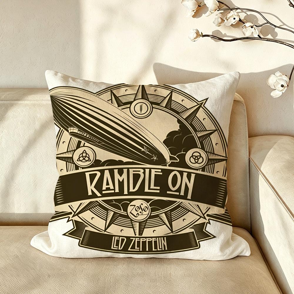 Band LLedZZeppelin Cushion Cover Pillow Case Antidustmite Pillowcase Silky Short Plush Sofa Cushion Cover hot