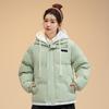New Winter Fake Two-piece Hooded Cotton-padded Jacket Women's Winter Casual Loose Bread Coat with Contrasting Cotton Coat.