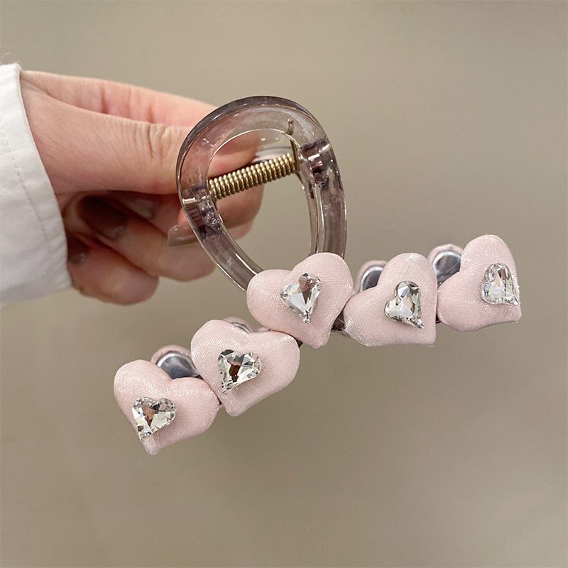 1pc Korean exquisite heart grabbing clip for women's high-end sense, new temperament hair clip, summer simple shark clip