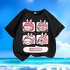 LABUBU New Round Neck Children's Short-sleeved, Multicolor LABUBU Expression Printed Girls' T-shirt,  Versatile Children's Tops