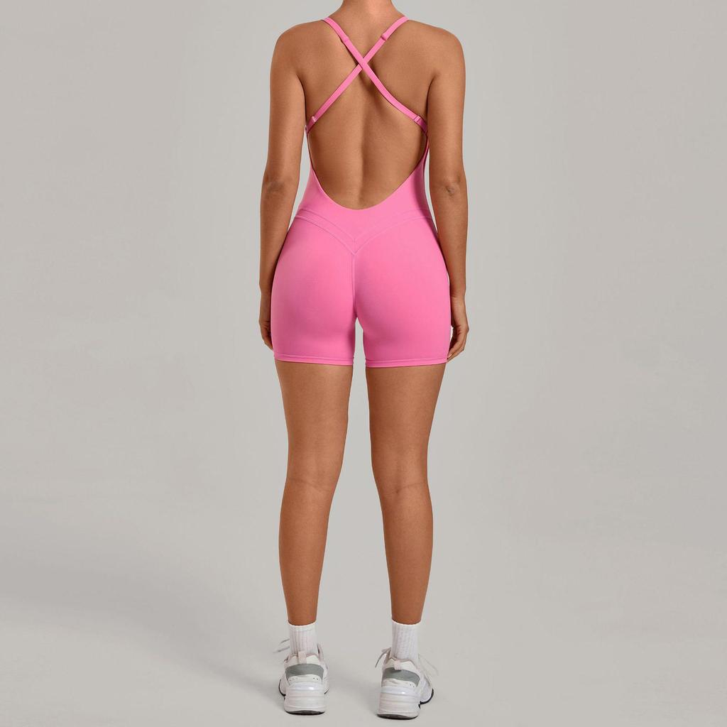 Nouveau Body de Sport Yoga Européen et Américain: Combinaison une pièce à dos croisé, ajustée, pour le fitness et la course à pied