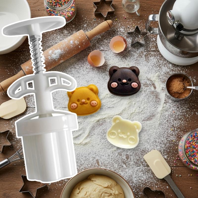 Cartoon Bear Shape Cookie Chocolate Mold Stainless Steel ABS Materials Multipurpose Baking Accessory
