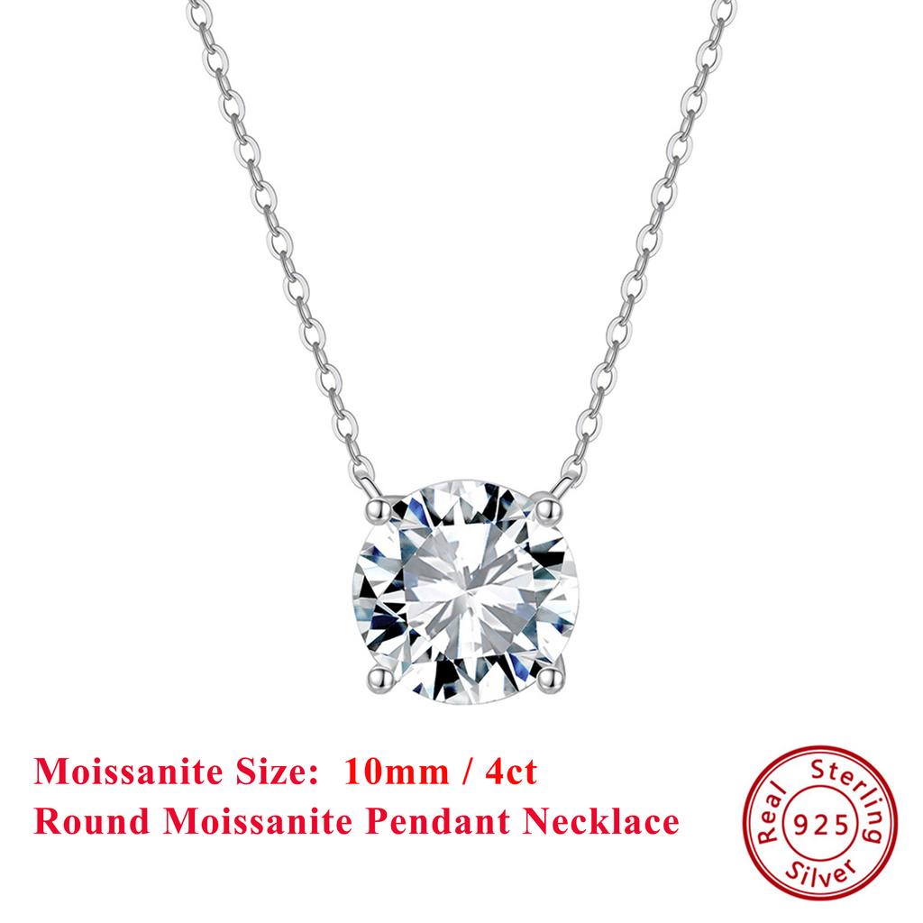 EFFIE QUEEN S925 Silver 1ct /2ct /3ct /4ct Round Moissanite Diamond Pendant Necklace for Men, Women Casual Wear 2025 Trend MON05