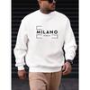 Men's Italy Pattern Casual Round Neck Sweatshirt, Soft Comfortable Trendy For Home And Outings, Plus Size.