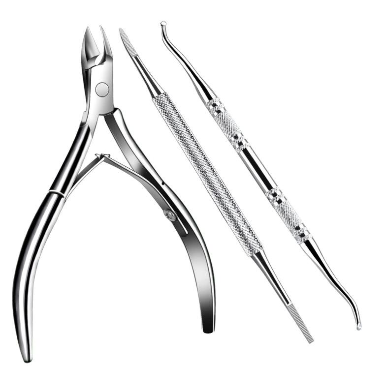 Stainless Steel Slanted Nail Clipper with Cuticle Scissors and Small Blade for Easy Trimming and Hangnail Removal