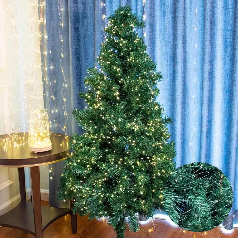 Remote Controlled Copper Wire Star Lights: Green Garland & Christmas Tree Decoration