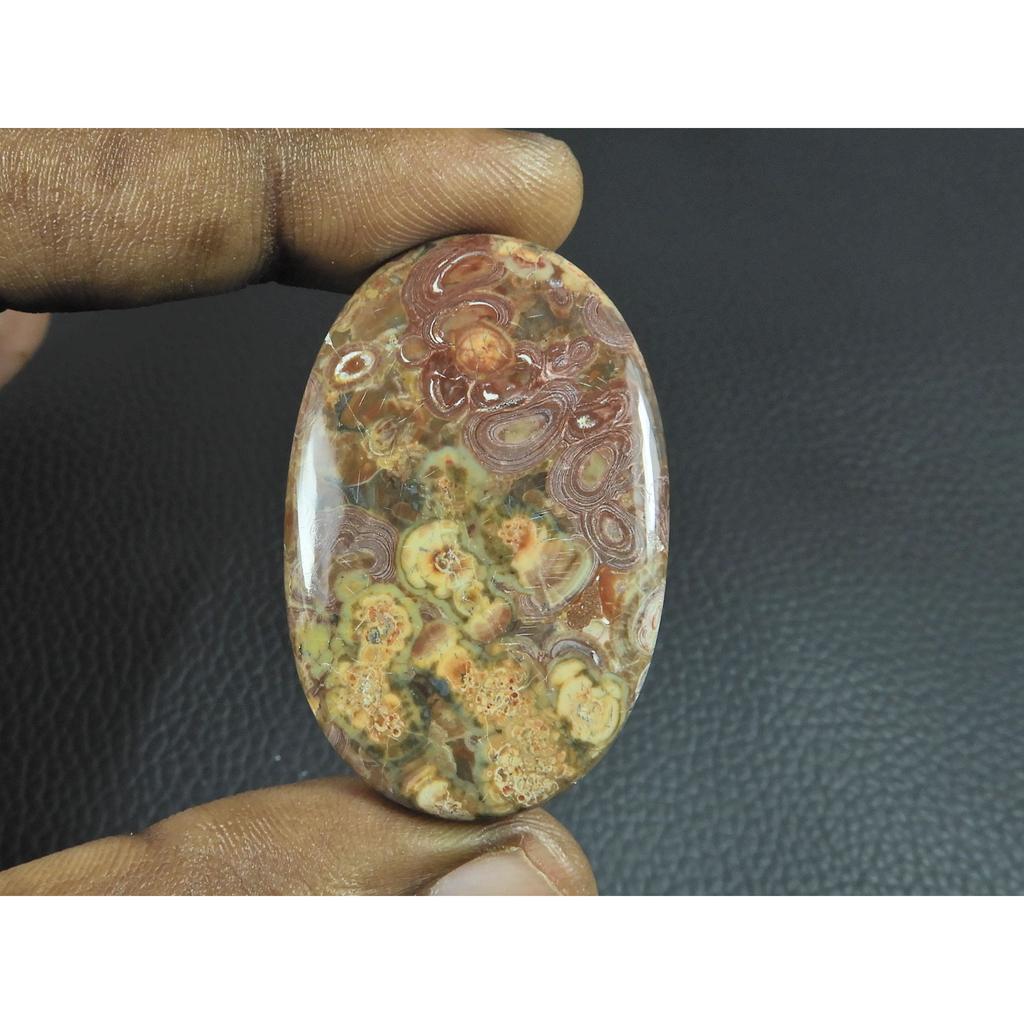 27X43X05MM Natural Bird Eye Jasper Oval Shape Cabochon Loose Gemstone 58Cts. G-280
