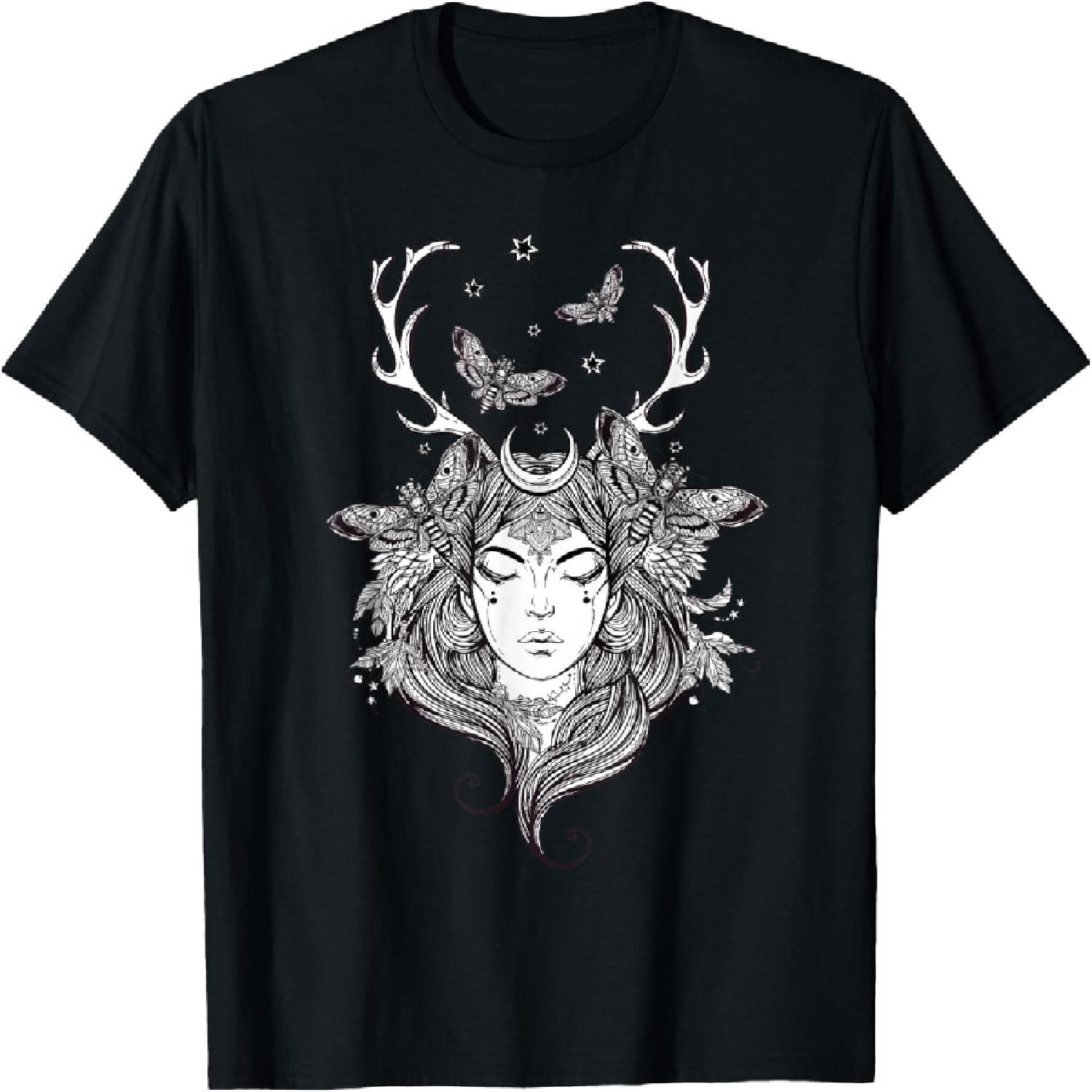 

Hand Drawn Shaman Tshirt - Forest Fairy - Folklore Witch Tee T-Shirt XXXXXL різнокольоровий