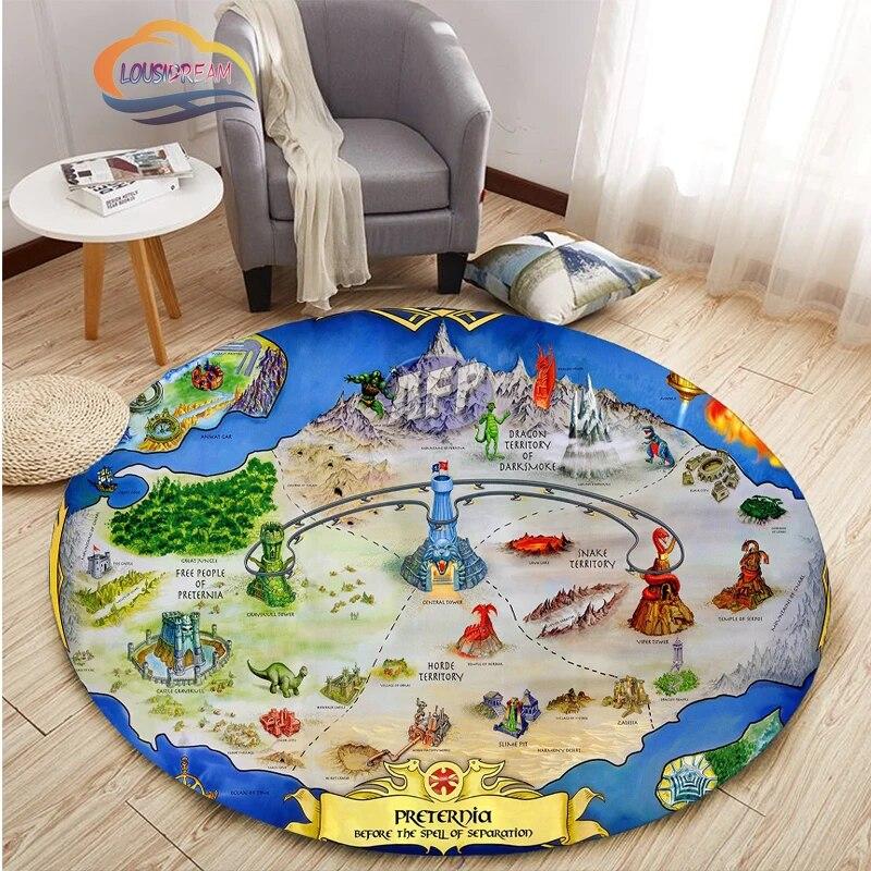 Adventure Animation Masters of the Universe Round Carpet and Rug Cartoon He-Man Pattern Home Decor Anti-slip Mat Yoga