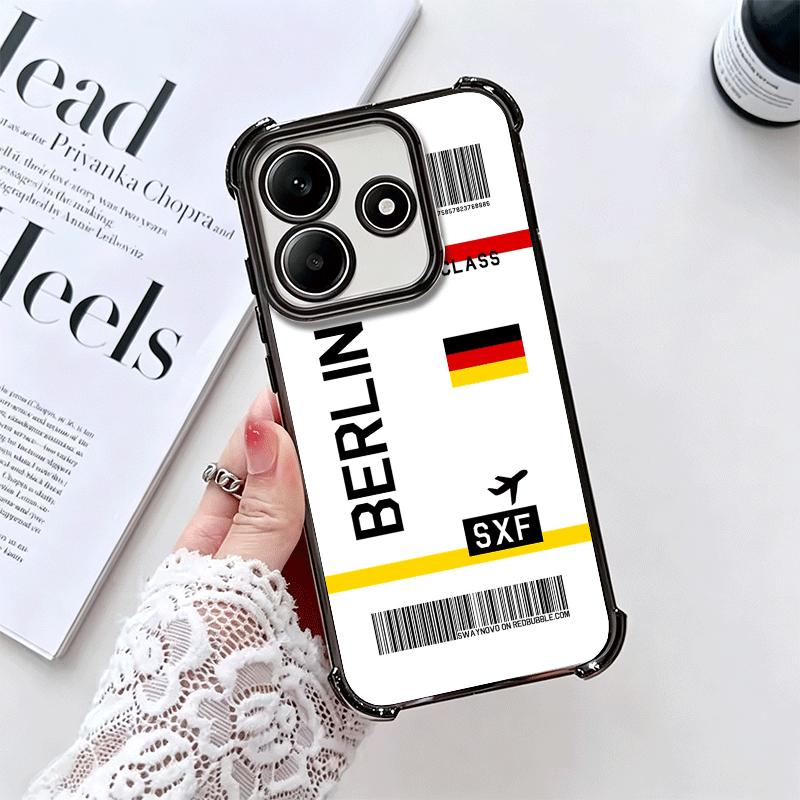 Travel Air Ticket Label Soft Phone Case For Xiaomi Redmi Note 14 15 Pro Plus 13 12 11S 11T 5G 10 9S 9 Plating Anti-Fall Fundas