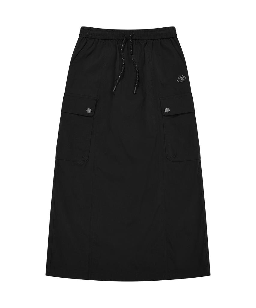 WACKY WILLY Women'S Nylon Cargo Long Skirt Black