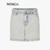 MO&Co. Washed Denim Short Skirt with Belt