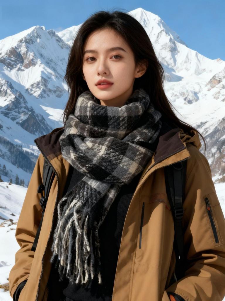 High-end scarf women's winter atmosphere versatile thickened Maillard new Korean version mohair fringed scarf tide