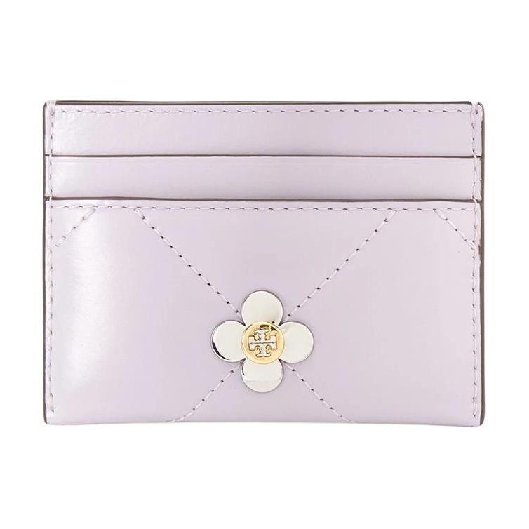 

Tory Burch Metallic Three-Leaf Clover Logo Leather Card Holder Women accessories Heather-Purple 165049-500 Basic Set (Bag+Dust Bag)