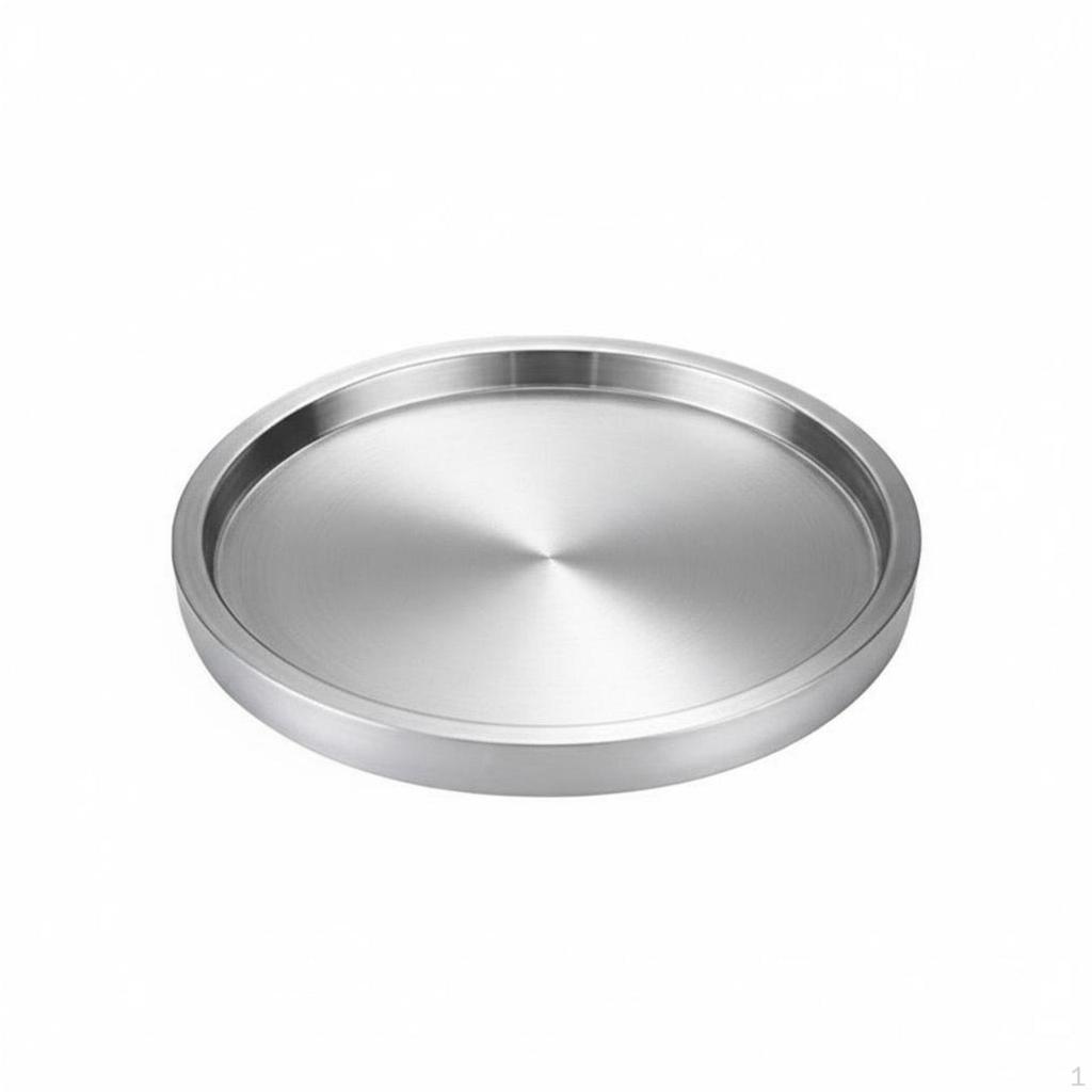 Korean BBQ Serving Tray Double Layer Stainless Steel Round Plate Thickened Design