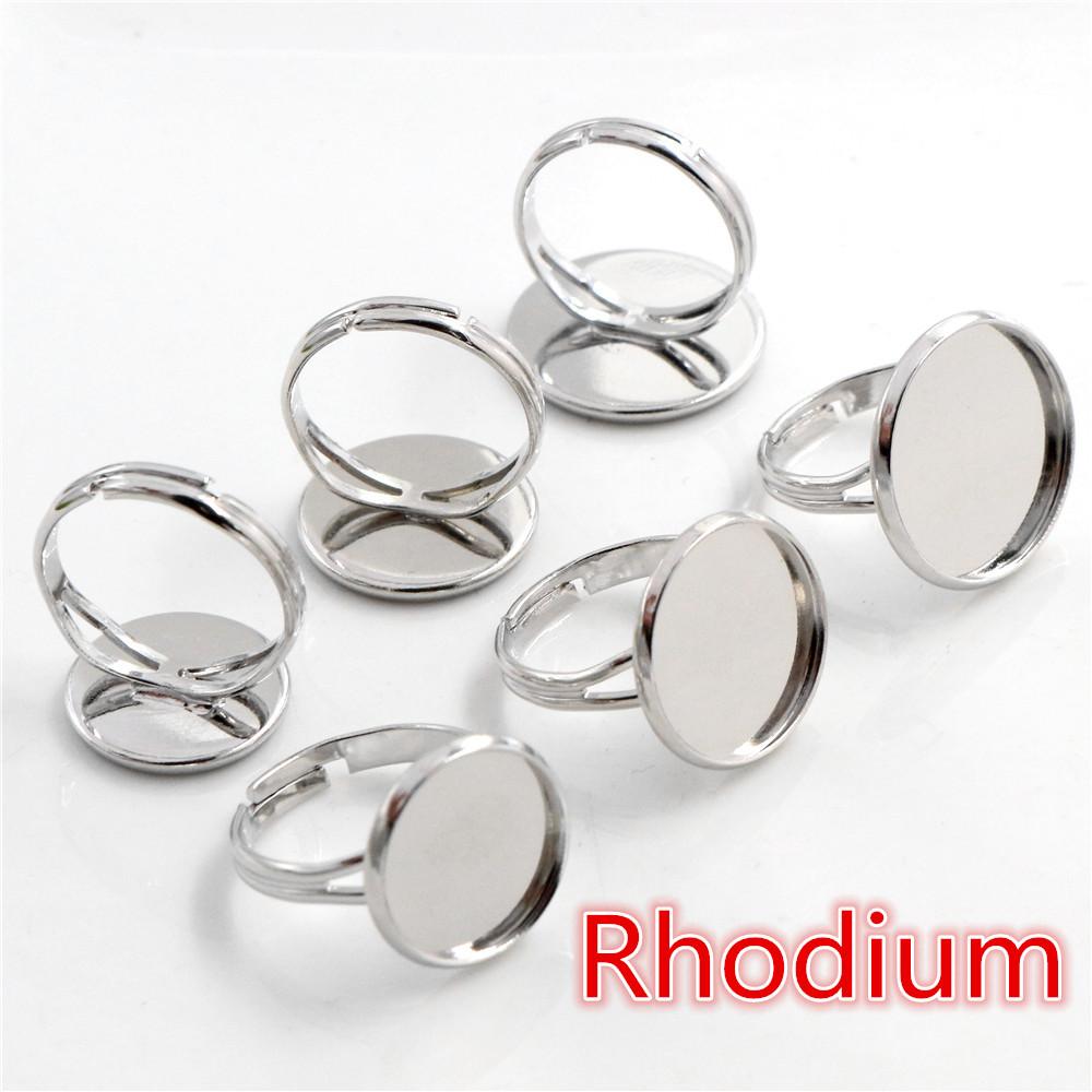 

14mm-16mm-18mm 10pcs Rhodium Gold Silver Plated 8 Colors Brass Adjustable Ring Settings Blank,Fit 14-18mm Glass Cabochons Bezels 14mm