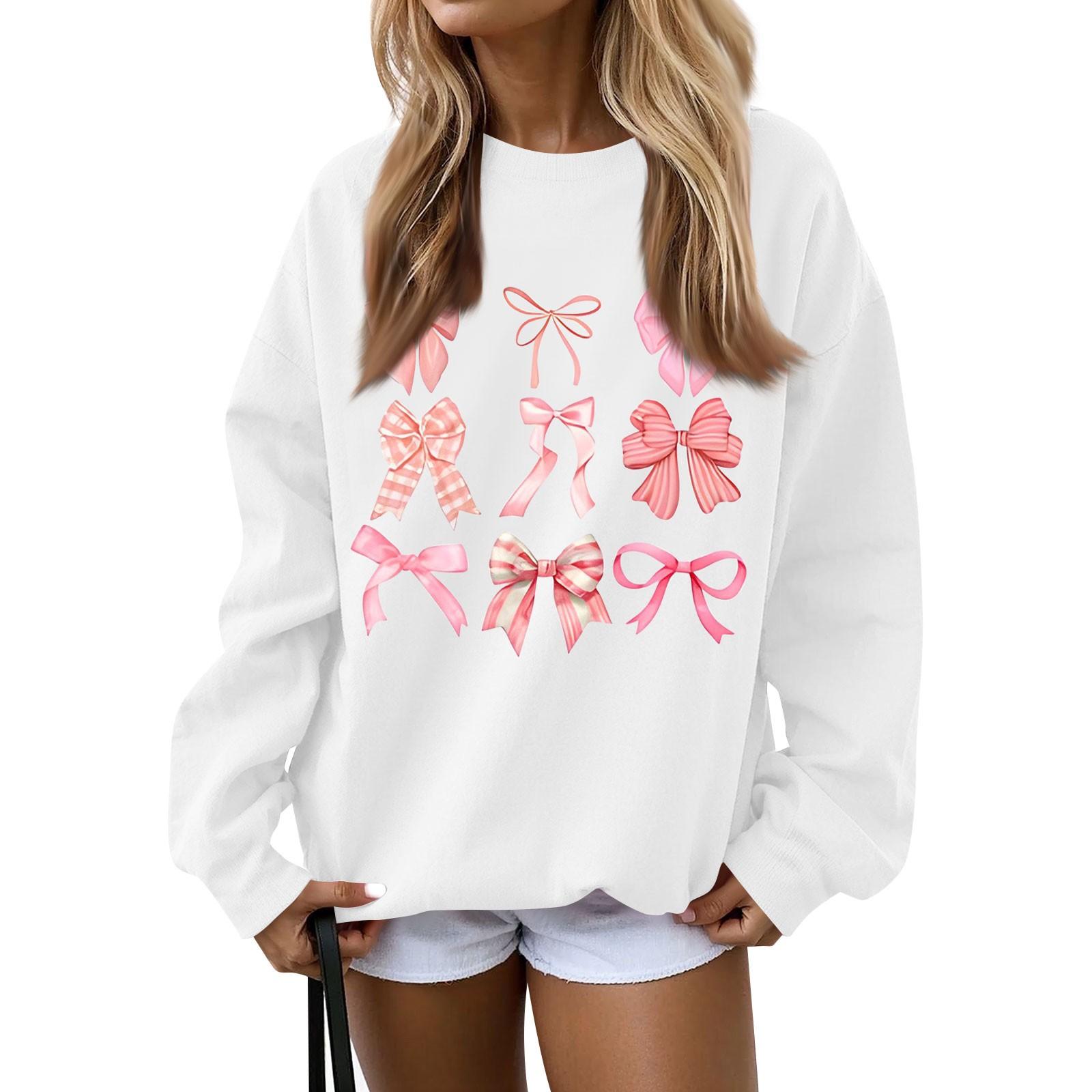 

Женская повседневная толстовка с капюшоном и круглым вырезом, длинными рукавами и бантом XL белый