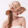 Spring And Summer Lace Mesh Pot Hat Flower Big Edge Sun Hat Women'S Outdoor Sun Protection Sun Hat