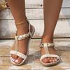 Summer Flat Sandals for Women 2026 Rhinestone Elastic Back Strap Gladiator Sandals Woman Comfortable Non Slip Beach Shoes