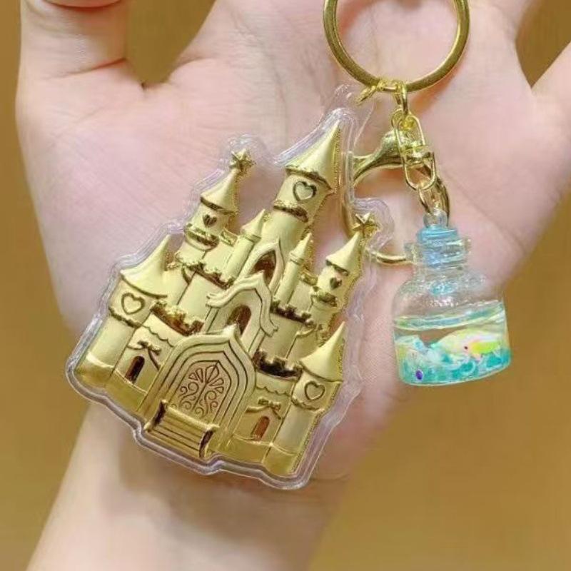 Gold Castle Keychain & Mobile Phone Lanyard - 999 Pure Gold Pendant for Bags & Gifts