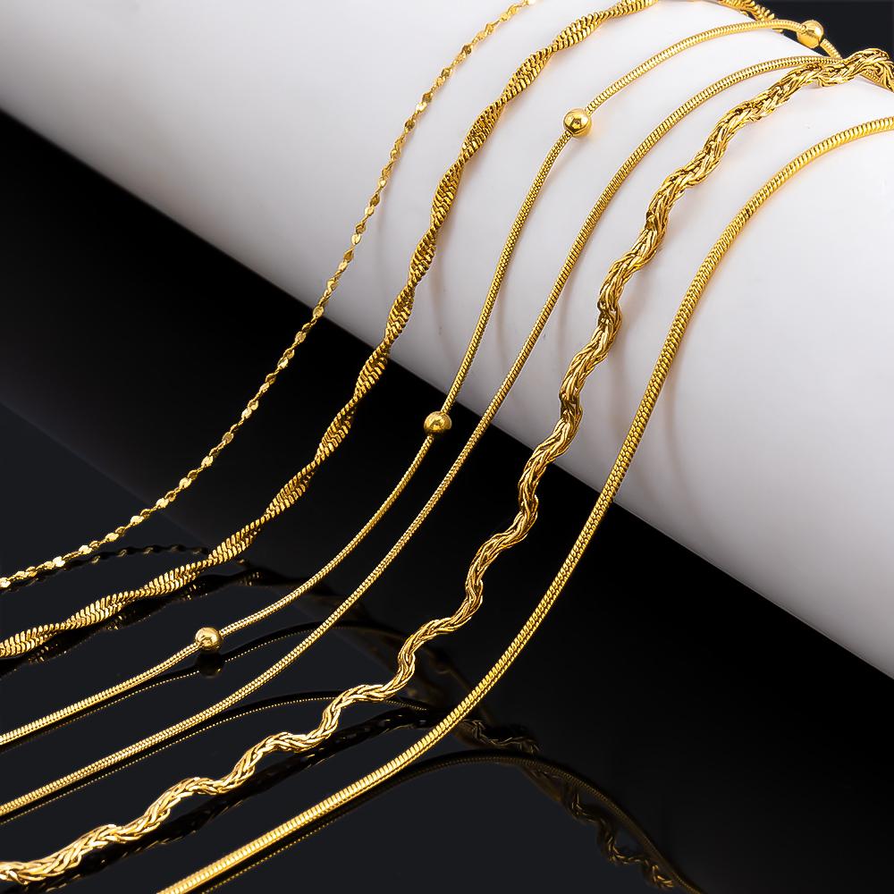 1Meter Stainless Steel Gold Color Round Snake Chains DIY Chain for Needlework Necklace Bracelet Jewelry Making Materials No Fade