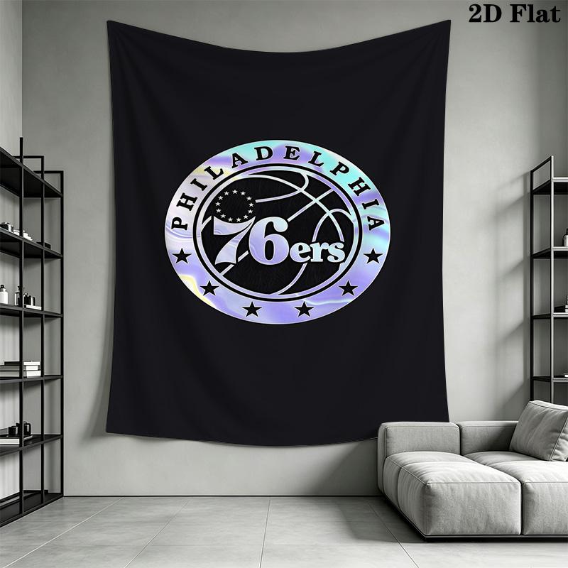 Sixers Logo Blue Background Bedding 1 Duvet Cover 2 Pillowcase Without Core Christmas Birthday Gift Duvet Cover And Pillowcase
