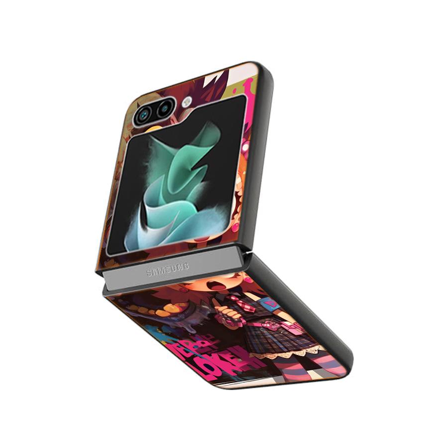 Graffiti Art Colorful Princess Girl Phone Case For Samsung Z Flip 7 6 5G Galaxy Z Flip4 Z Flip5 Z Flip3 Coque Black Hard PC Shel
