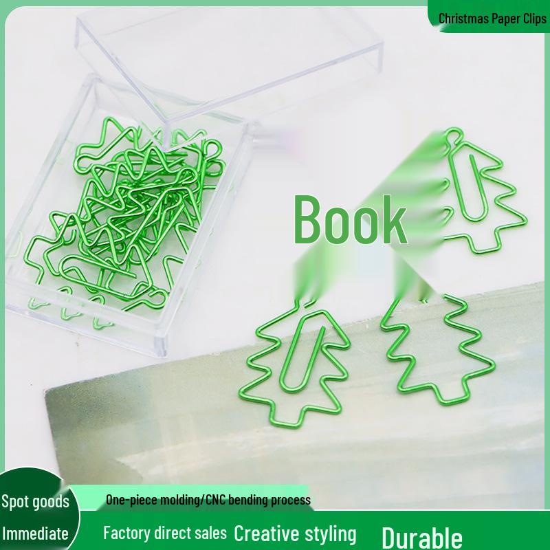 Creative Christmas Tree Paper Clips - Green Metal Binder Clips for Office Stationery and File Organization