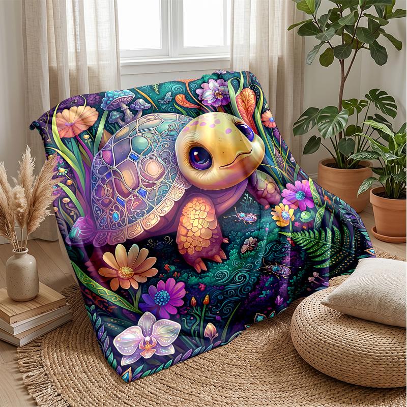 Fantasy Sea Turtle Journey Theme Blanket Lightweight Warm Flannel Blanket Decorative Throw Blanket for Home Decoration