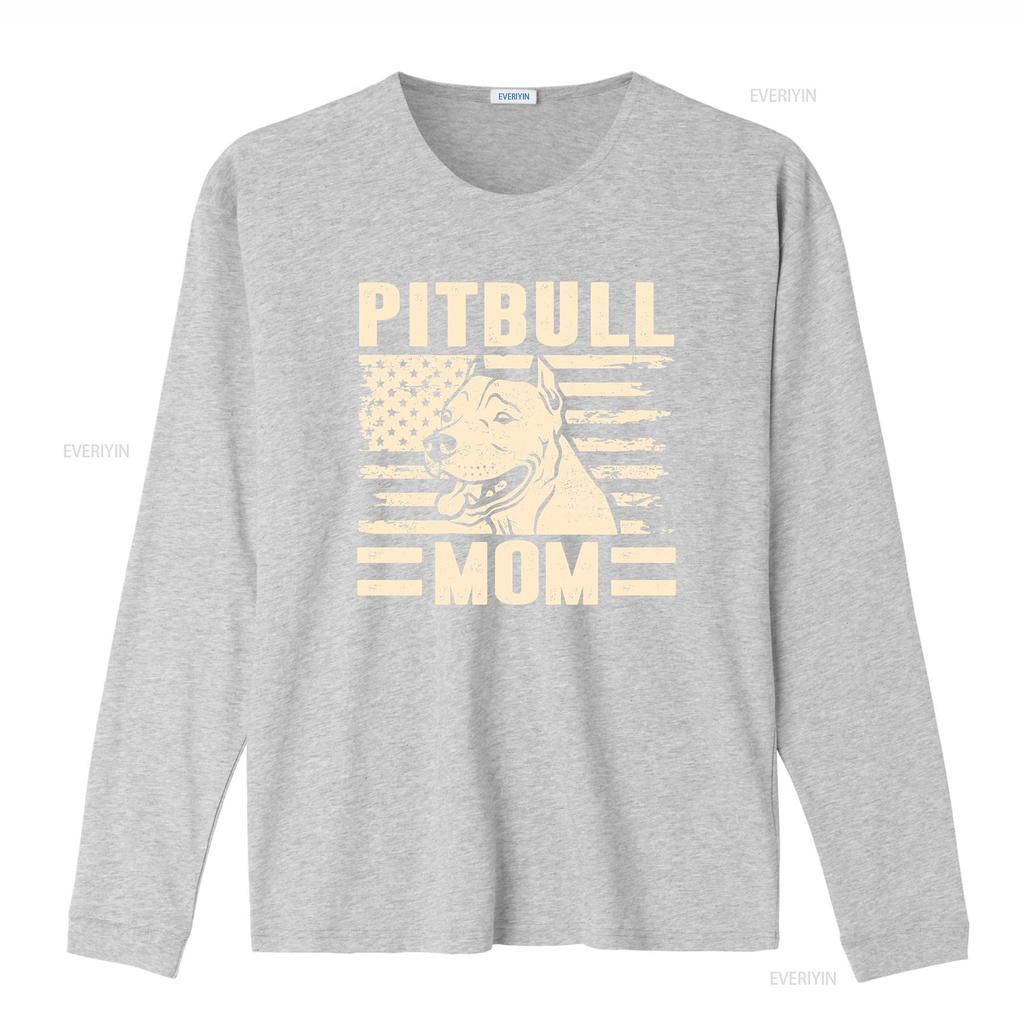 Pitbull Mom T Shirt Dog Mother Mama Lover Owner Woman Vintage Washed Casual Top For Everyday Wear Homme Graphic Versatile