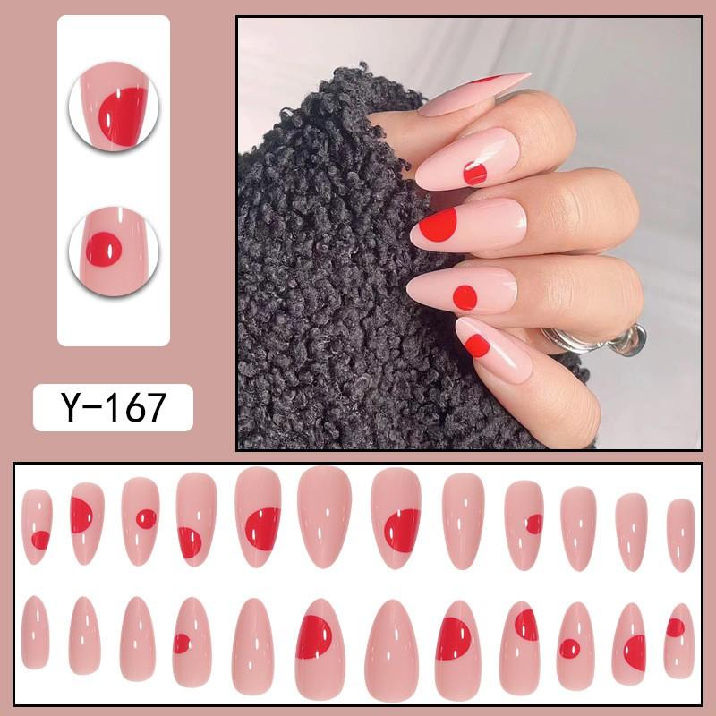 Short Press-On Nails Set Ins Style Fake Full Cover Acrylic Nail Tips Women Daily Wear