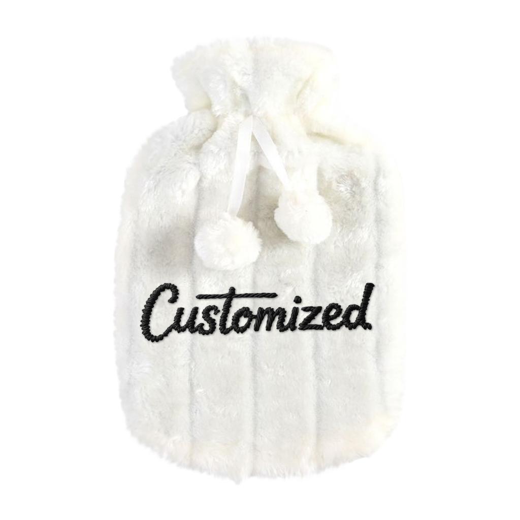 Personalized Custom Embroidered Text BS Rubber Hot Water Bottle Plush Cloth Cover Imitation Cloth Cover Hand Warmer Hot Water Bottle