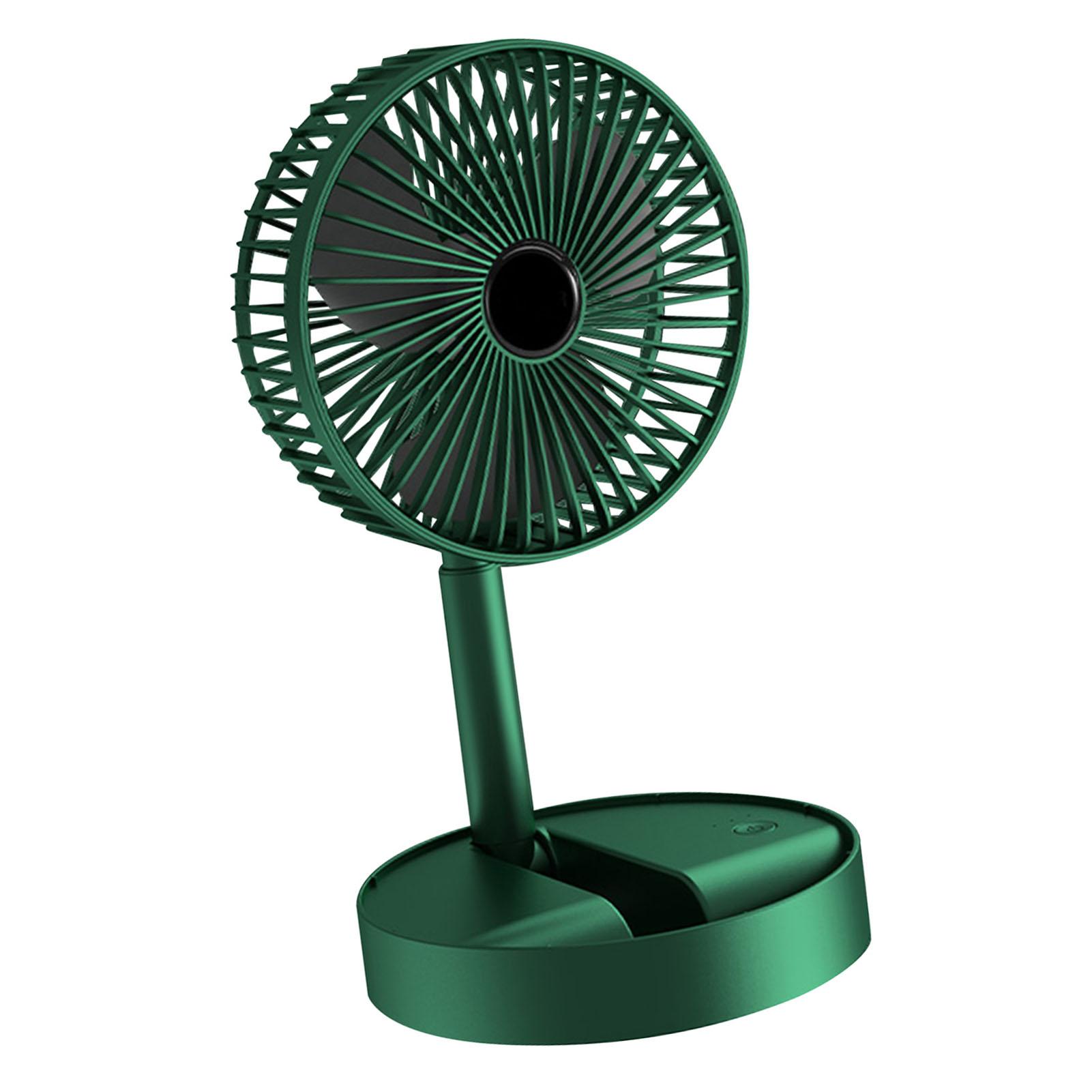 

Foldable Telescopic Fan Wireless Portable Desk Fan USB Rechargeable Built in Battery 2000mAh Adjustable Height 3 Speeds зелёный