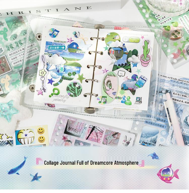Yuxian Dreamcore Spulenaufkleber Tagebuch: Zeitumformungs-Collage & Dekoration